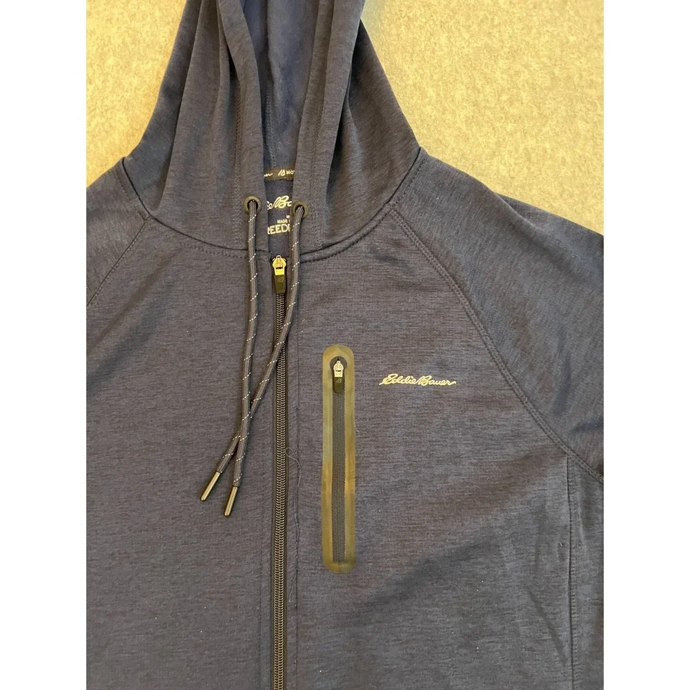Eddie Bauer‎ Hoodie Men's Medium Navy FreeDry Fleece Performance Full Zip Jacket